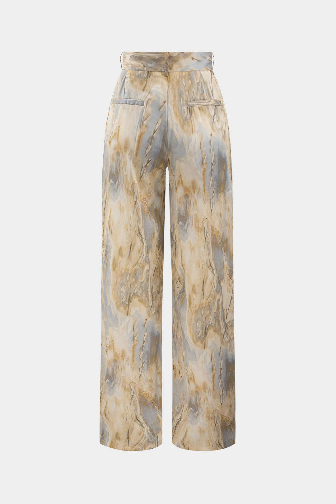 Inna | Pantalons Droits Taille Haute avec Imprimé Marbré