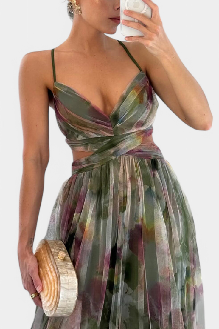 Ingrid | Robe Maxi Fleurie avec Décolleté en V