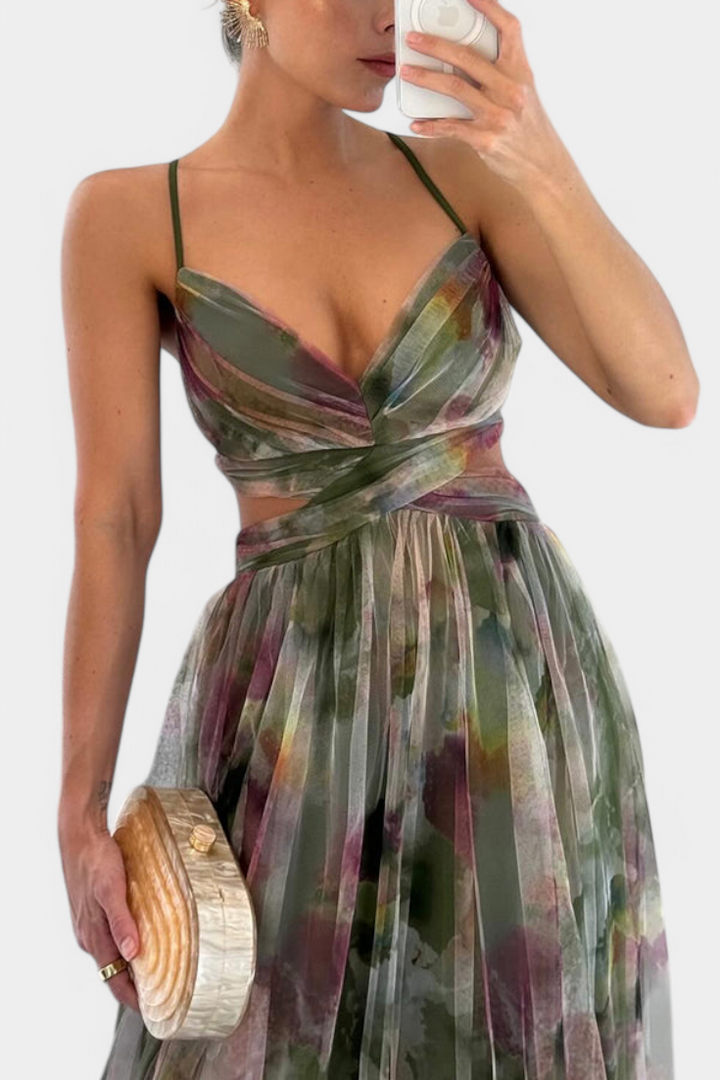 Ingrid | Robe Maxi Fleurie avec Décolleté en V