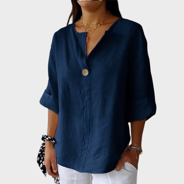 Zamma | Blouse en lin avec col en V