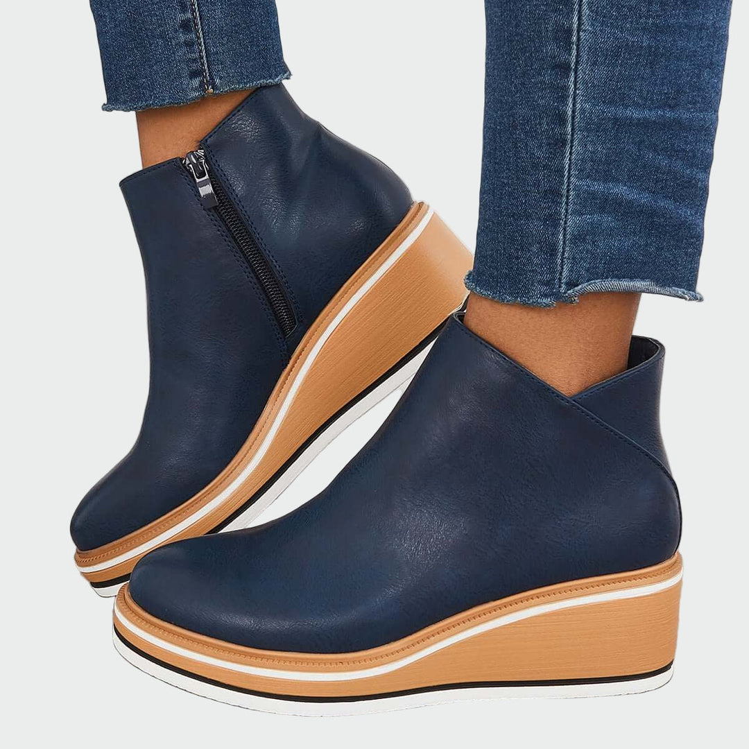 Rebeca | Bottines en Cuir Orthopédique Noires avec Talon