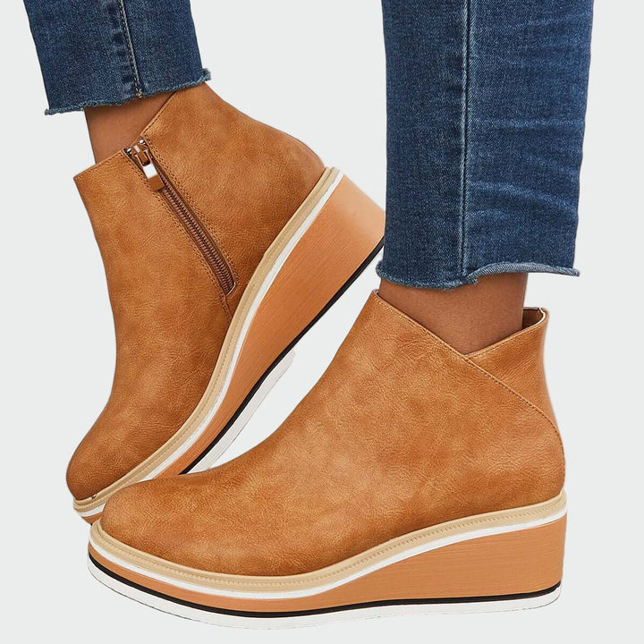 Rebeca | Bottines en Cuir Orthopédique Noires avec Talon