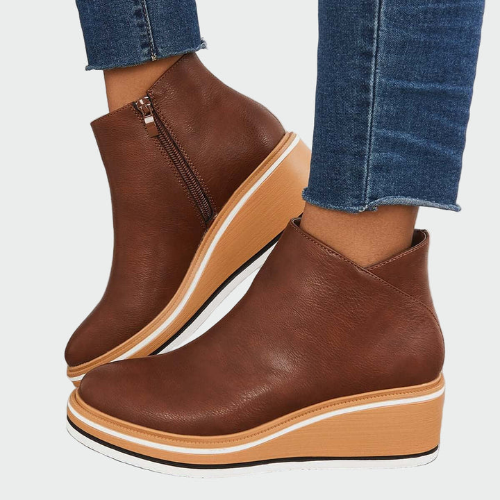 Rebeca | Bottines en Cuir Orthopédique Noires avec Talon