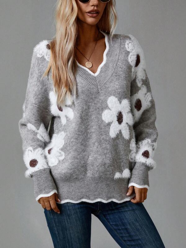 PAULA | SWEAT FLORAL ÉLÉGANT AVEC COL EN V