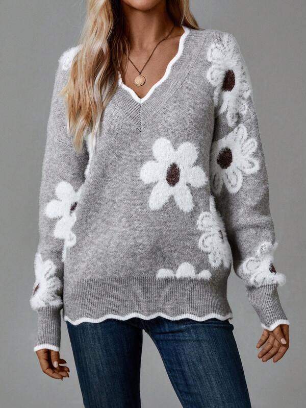 PAULA | SWEAT FLORAL ÉLÉGANT AVEC COL EN V