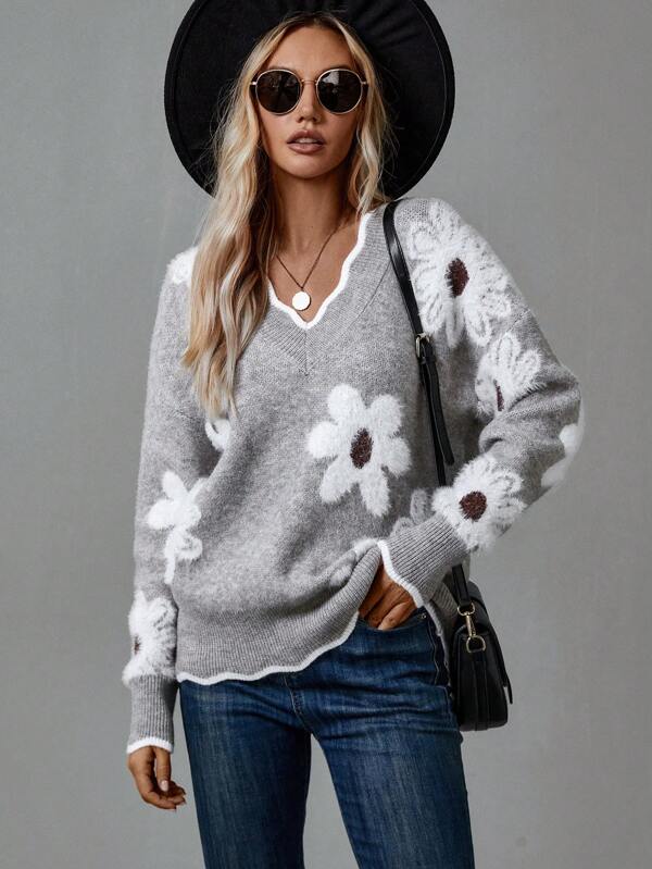 PAULA | SWEAT FLORAL ÉLÉGANT AVEC COL EN V