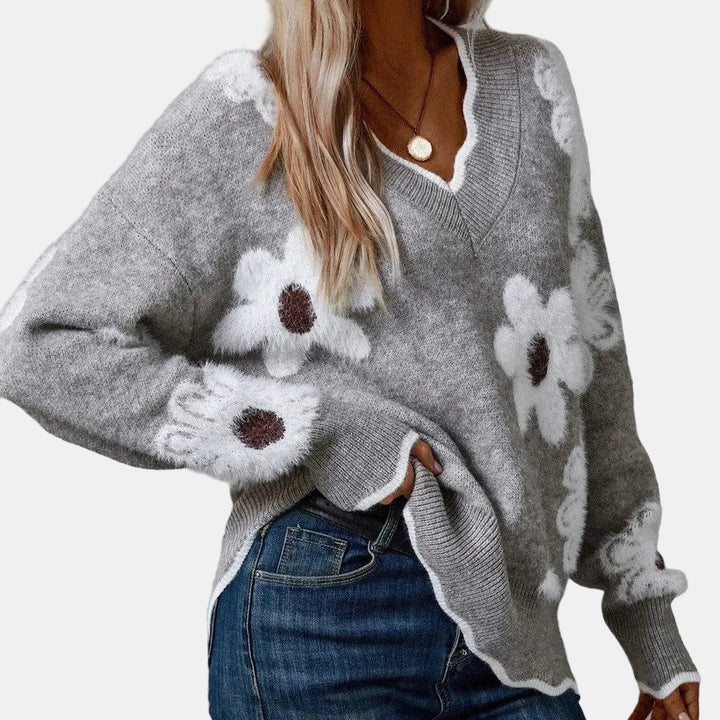 PAULA | SWEAT FLORAL ÉLÉGANT AVEC COL EN V