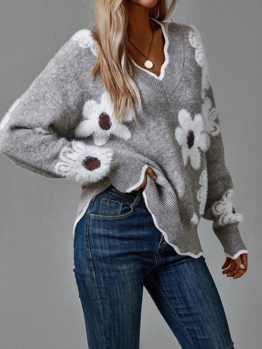 PAULA | SWEAT FLORAL ÉLÉGANT AVEC COL EN V