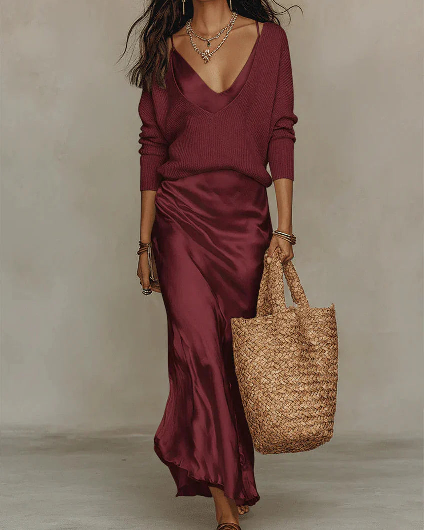 Elena | Robe Midi avec Gilet Inclus