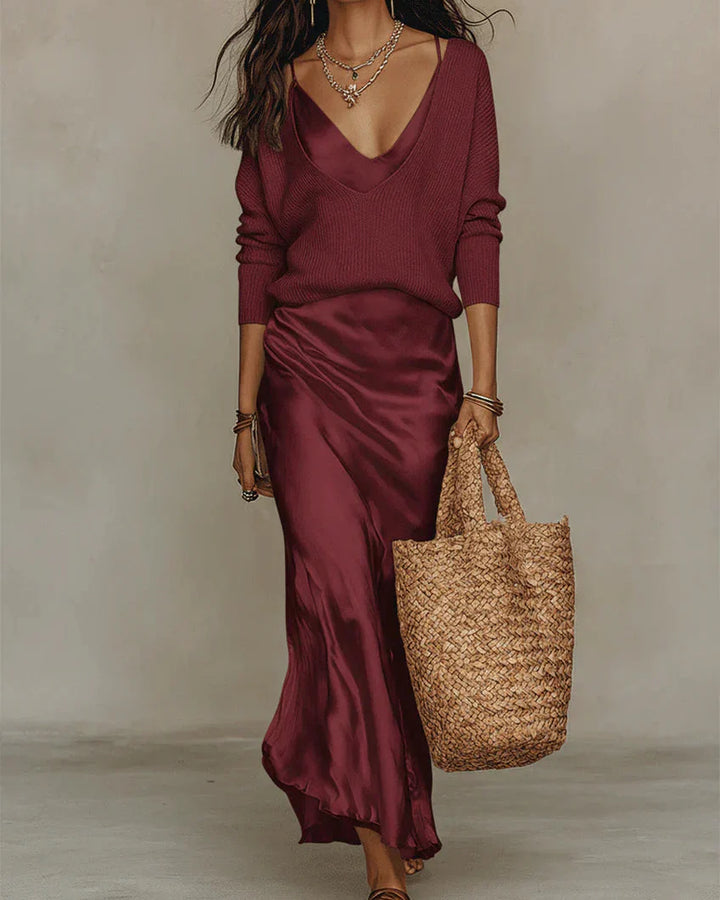 Elena | Robe Midi avec Gilet Inclus