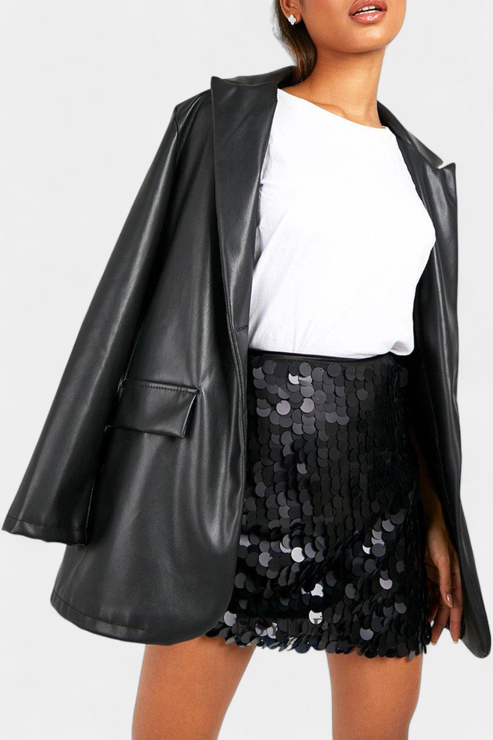 Veena | Jupe Mini en Sequins Noir, Doré ou Argent