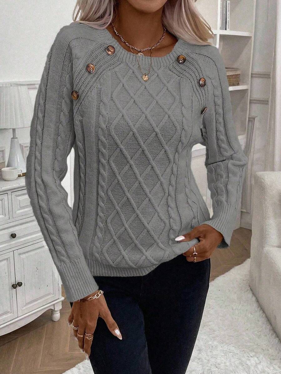 Clara | Pull en Tricot avec Boutons pour Dames