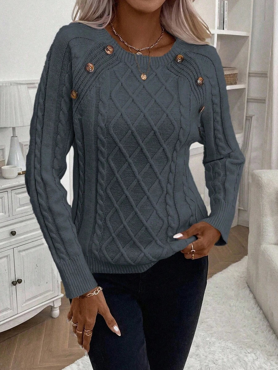 Clara | Pull en Tricot avec Boutons pour Dames