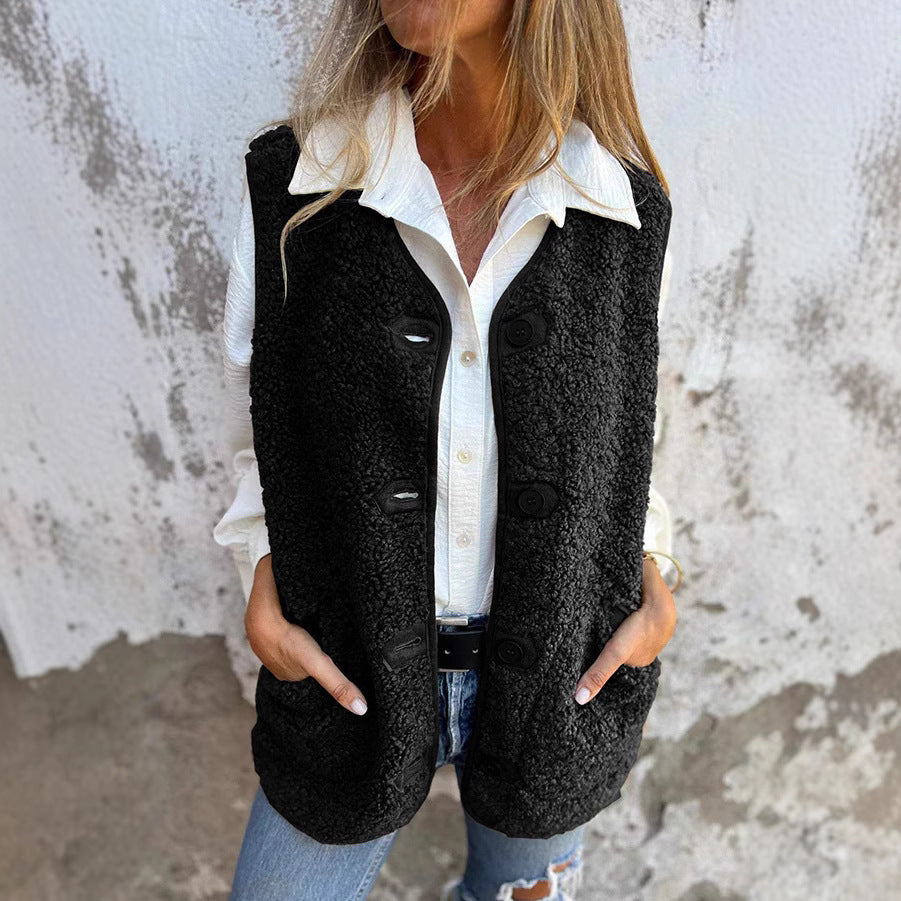 Alicia | Gilet court chaud d'automne avec boutons