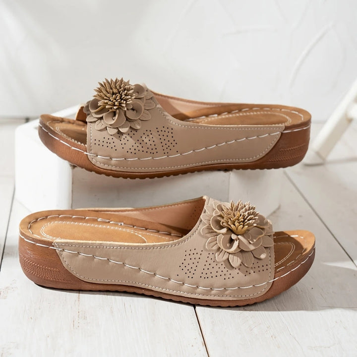 Flora | Sandales à Talon Compensé Slip-On à Bout Ouvert