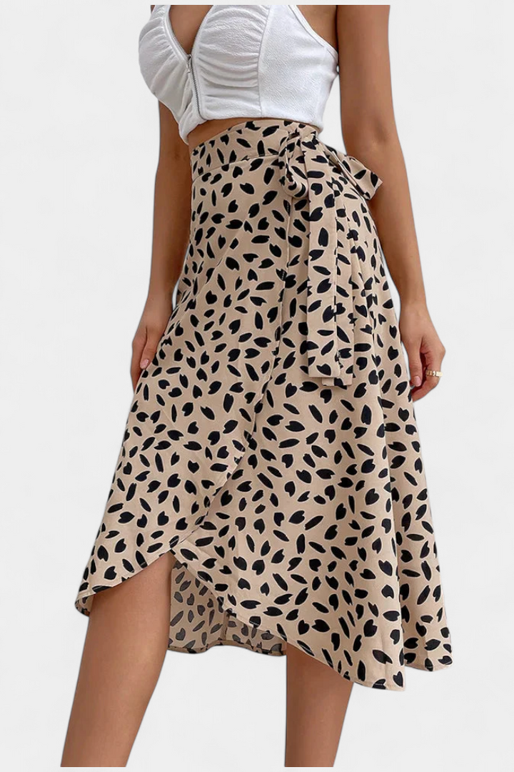 Camila | Jupe Enveloppante Boho avec Imprimé Asymétrique