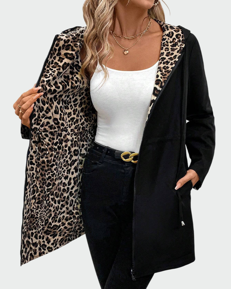 Elena | Veste réversible avec imprimé léopard