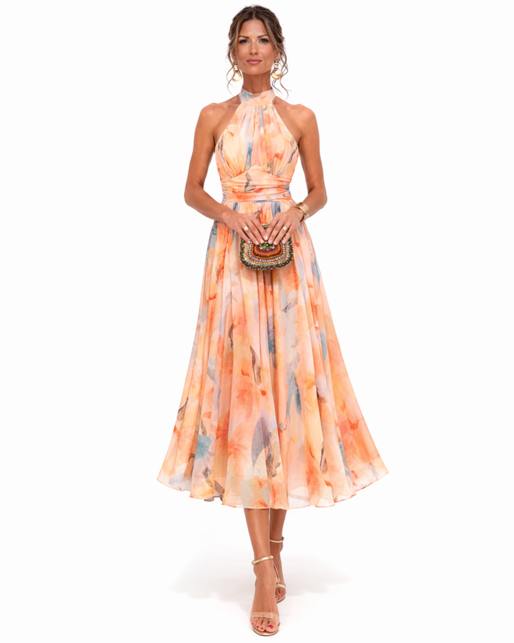 AURORA | Robe Halter de Style Aquarelle