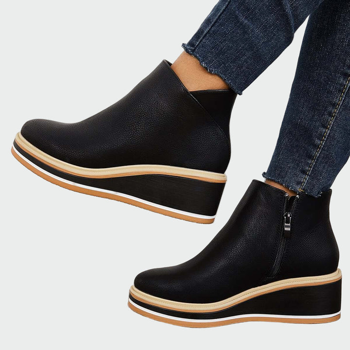Rebeca | Bottines en Cuir Orthopédique Noires avec Talon