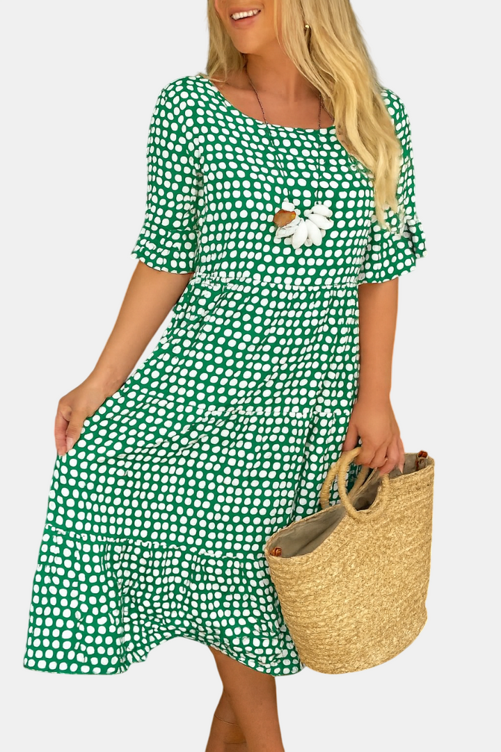 Iris | Robe Midi à Manches Courtes