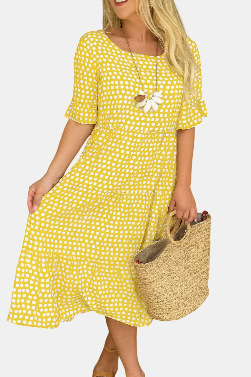 Iris | Robe Midi à Manches Courtes