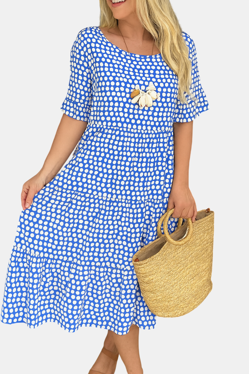 Iris | Robe Midi à Manches Courtes