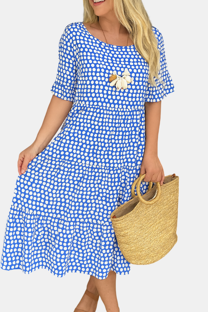 Iris | Robe Midi à Manches Courtes
