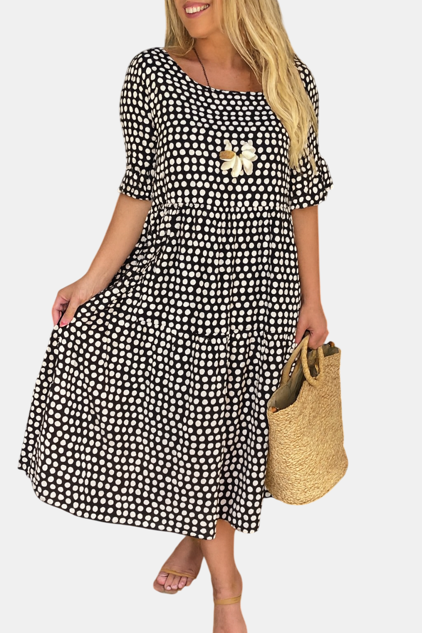 Iris | Robe Midi à Manches Courtes