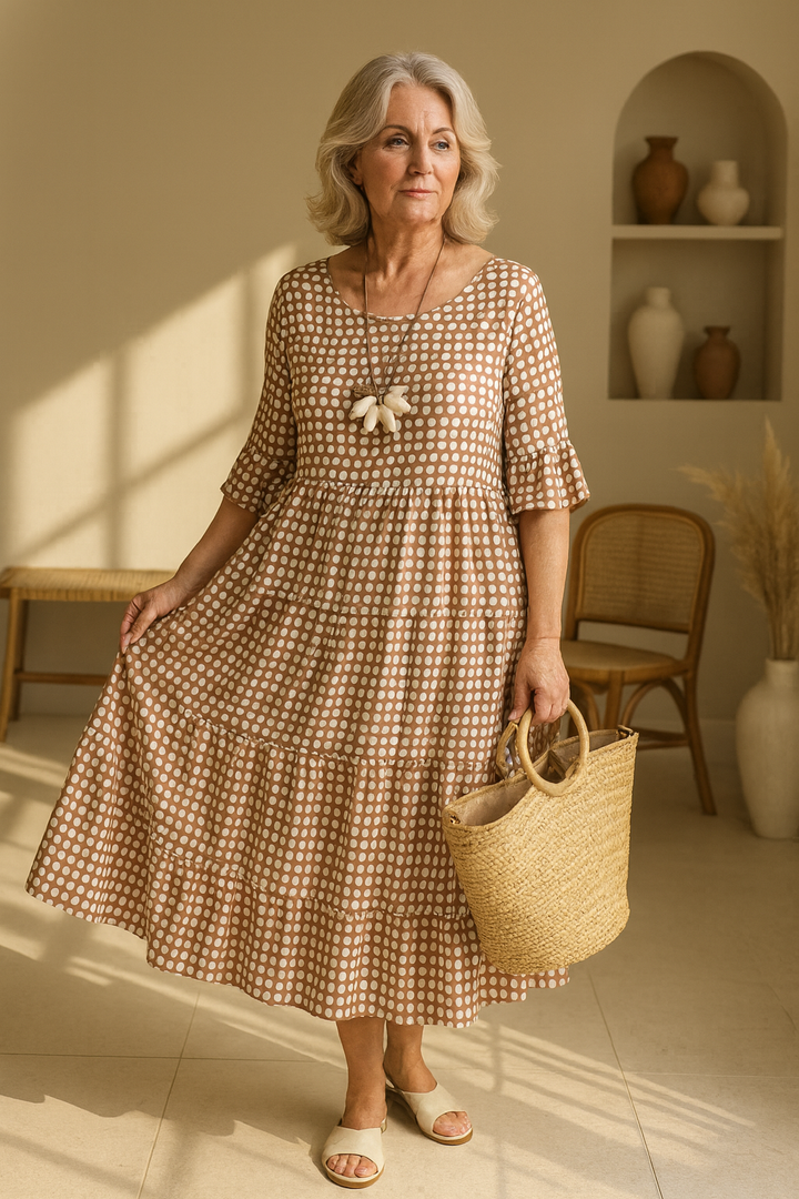 Iris | Robe Midi à Manches Courtes