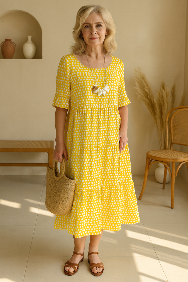 Iris | Robe Midi à Manches Courtes