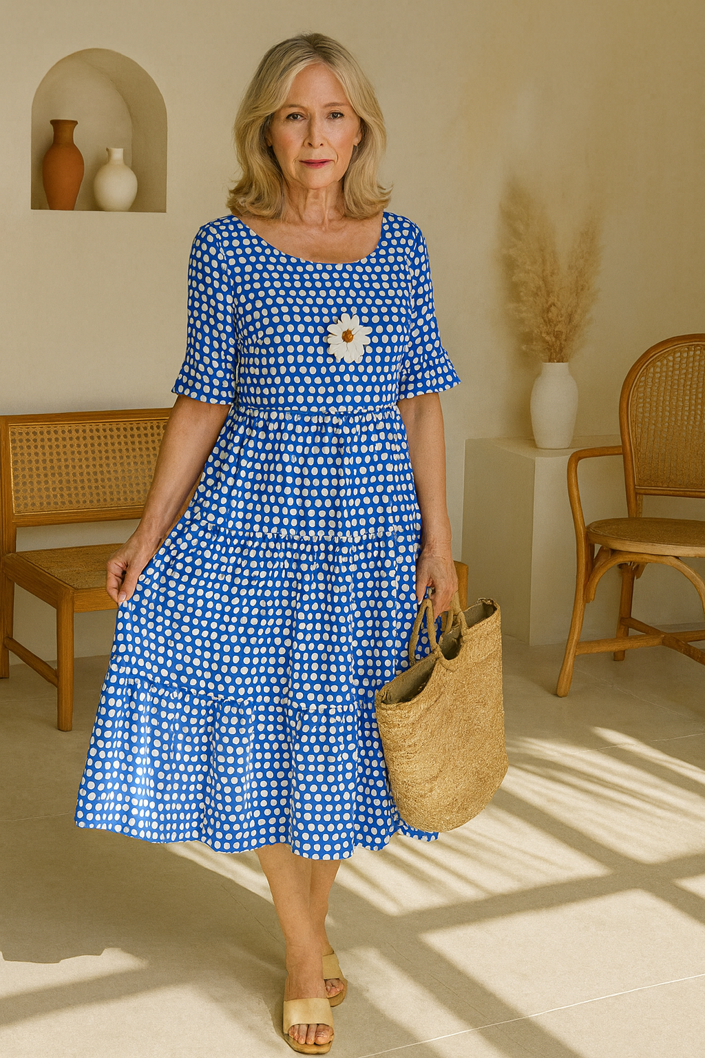 Iris | Robe Midi à Manches Courtes