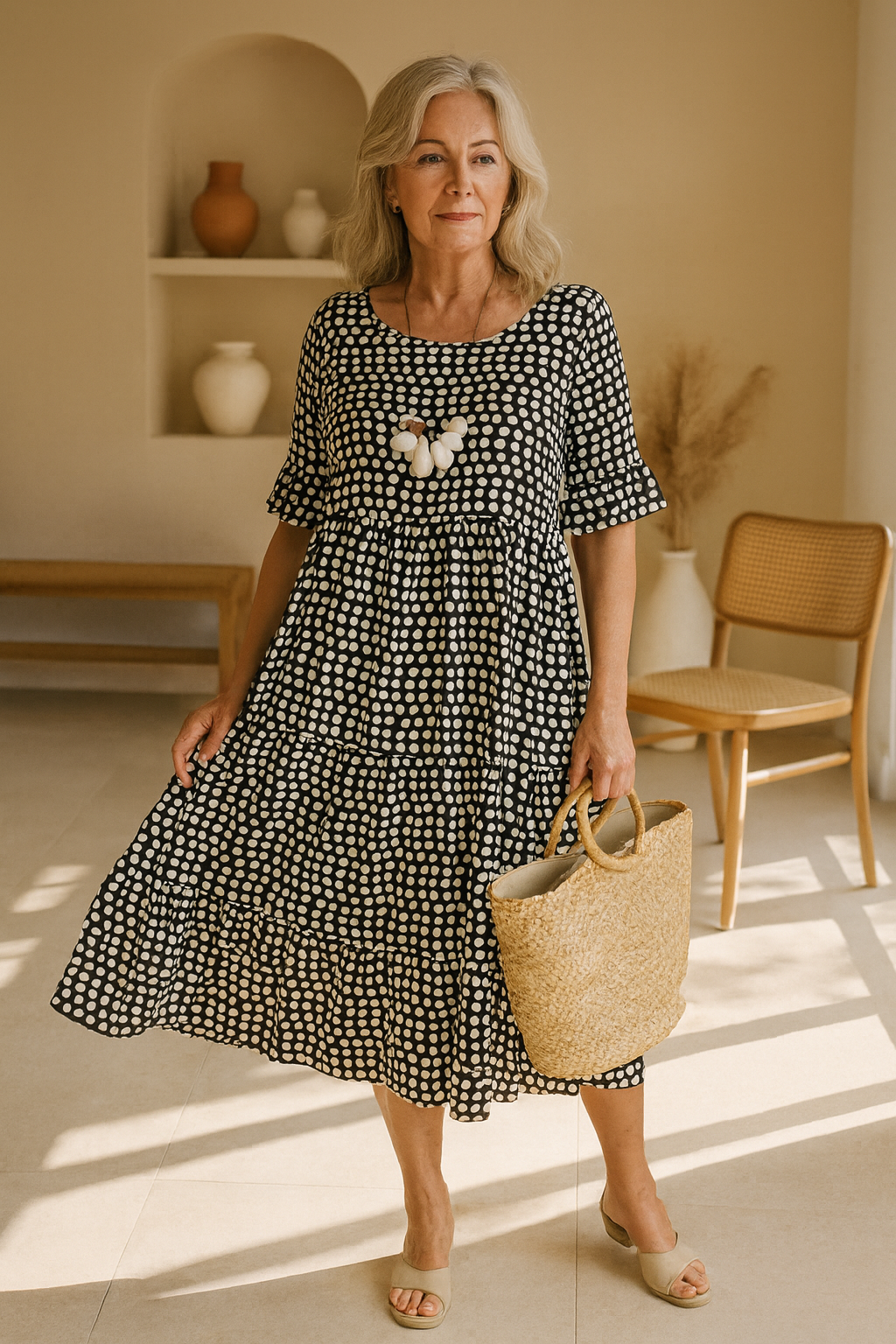 Iris | Robe Midi à Manches Courtes