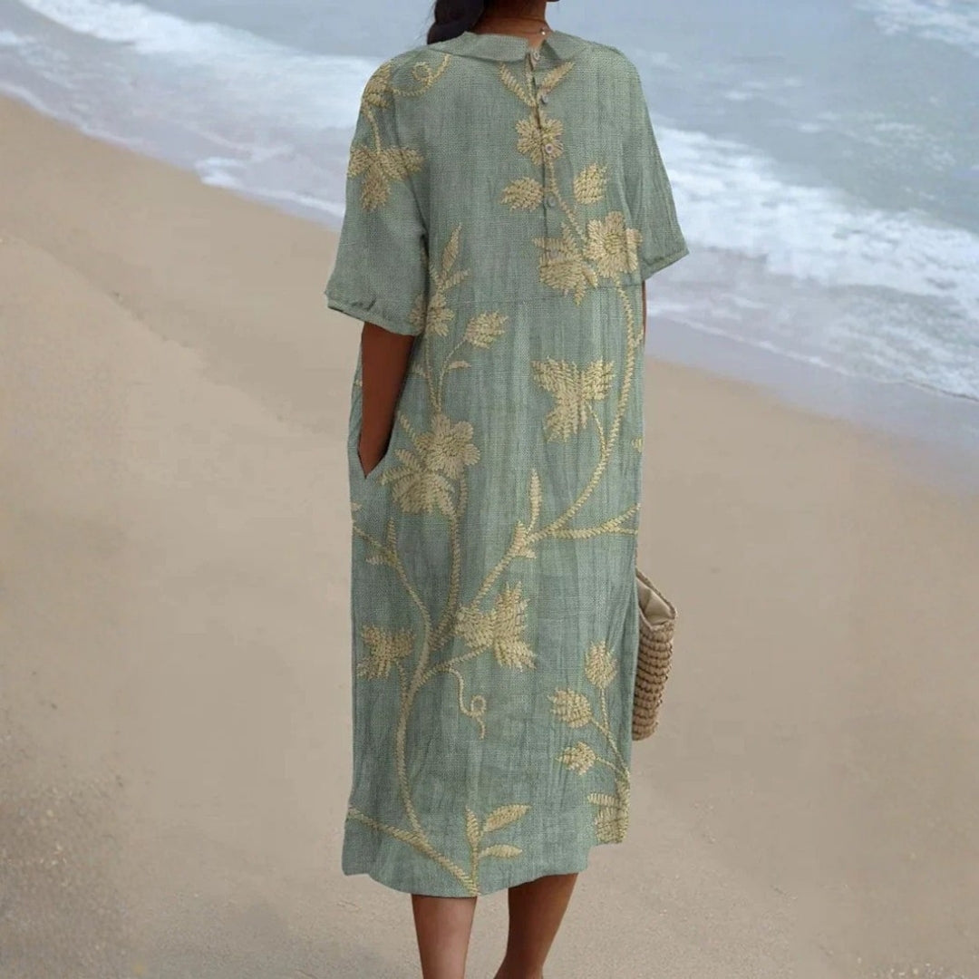 Evelina - Robe Fleurie avec un Charmant Col Peter Pan