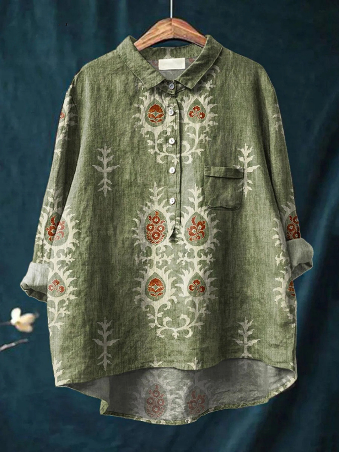 Anges | Chemise Décontractée en Fleur Art Ethnique Vintage pour Femmes