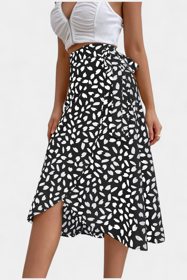 Camila | Jupe Enveloppante Boho avec Imprimé Asymétrique