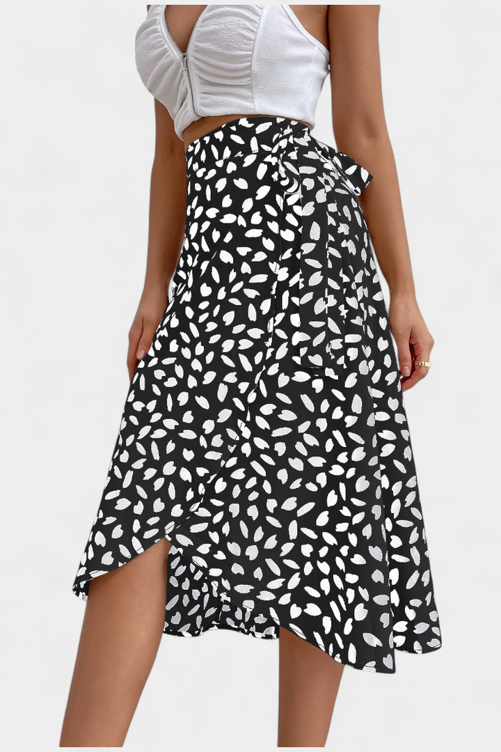 Camila | Jupe Enveloppante Boho avec Imprimé Asymétrique