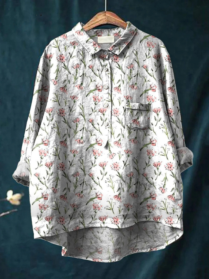 Milagros | Chemise Décontractée Femme avec Motif Floral Rose de Printemps