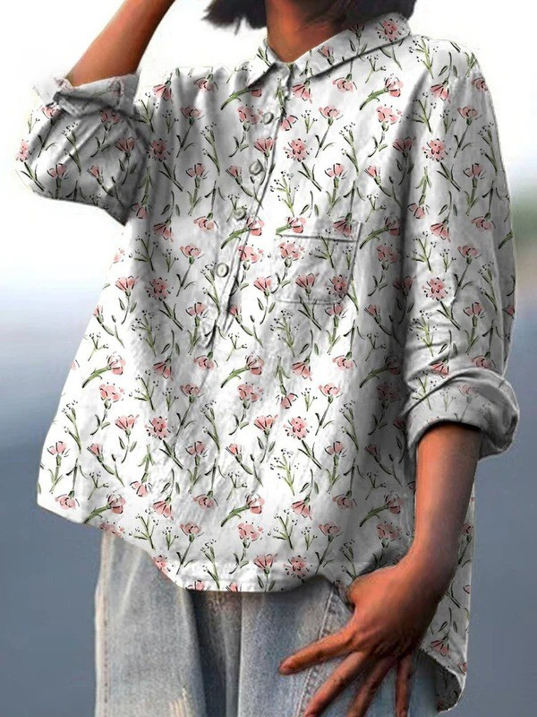 Milagros | Chemise Décontractée Femme avec Motif Floral Rose de Printemps