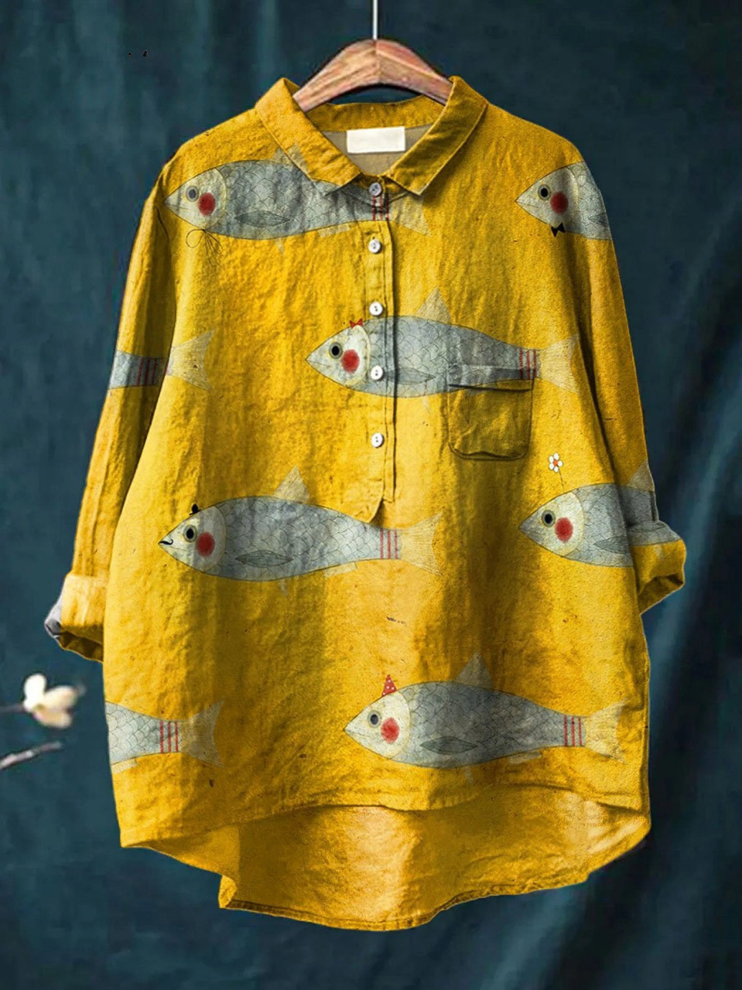 Marta | T-shirt Casual d'Art de Poisson Vintage