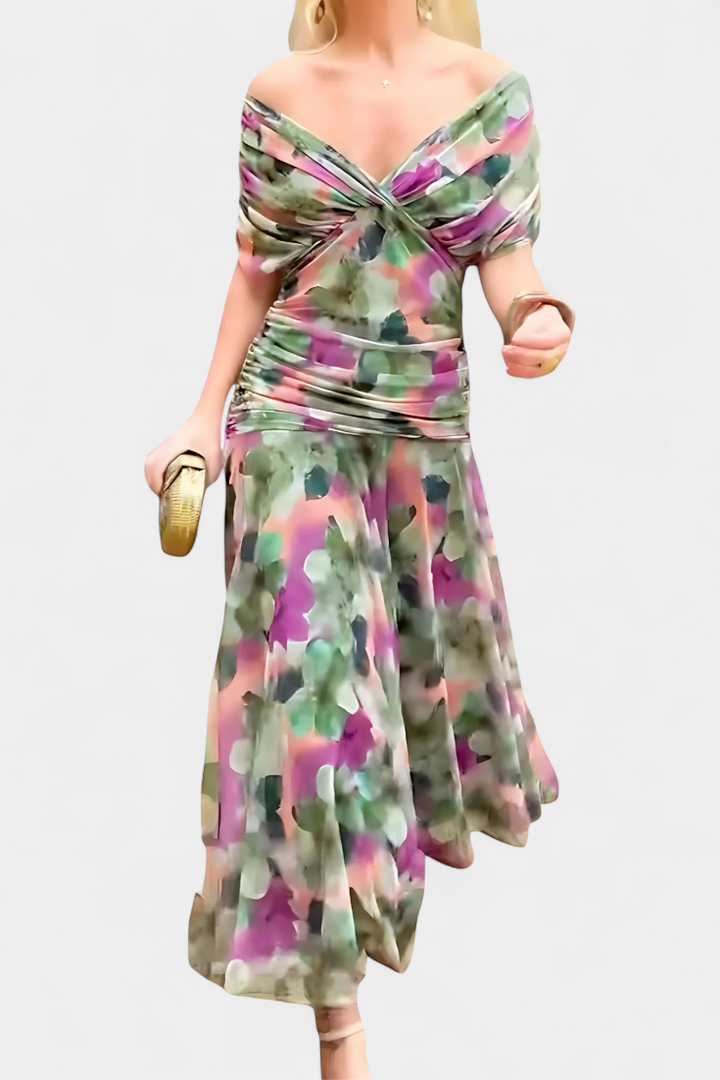 Florena | Robe Maxi Fleurie avec Décolleté en V