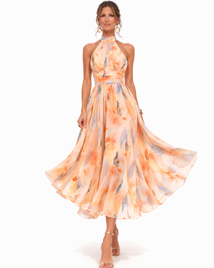 AURORA | Robe Halter de Style Aquarelle