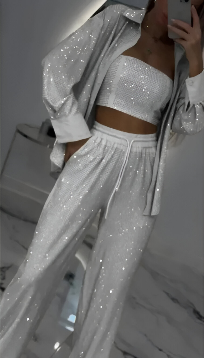 Nola™ | Ensemble de salon moderne de 3 pièces avec paillettes