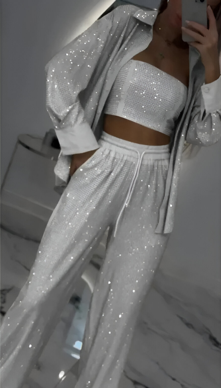 Nola™ | Ensemble de salon moderne de 3 pièces avec paillettes