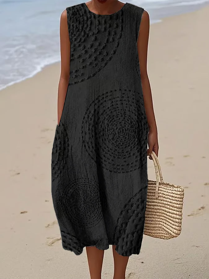 Ana - Robe Maxi Sans Manches Texturée