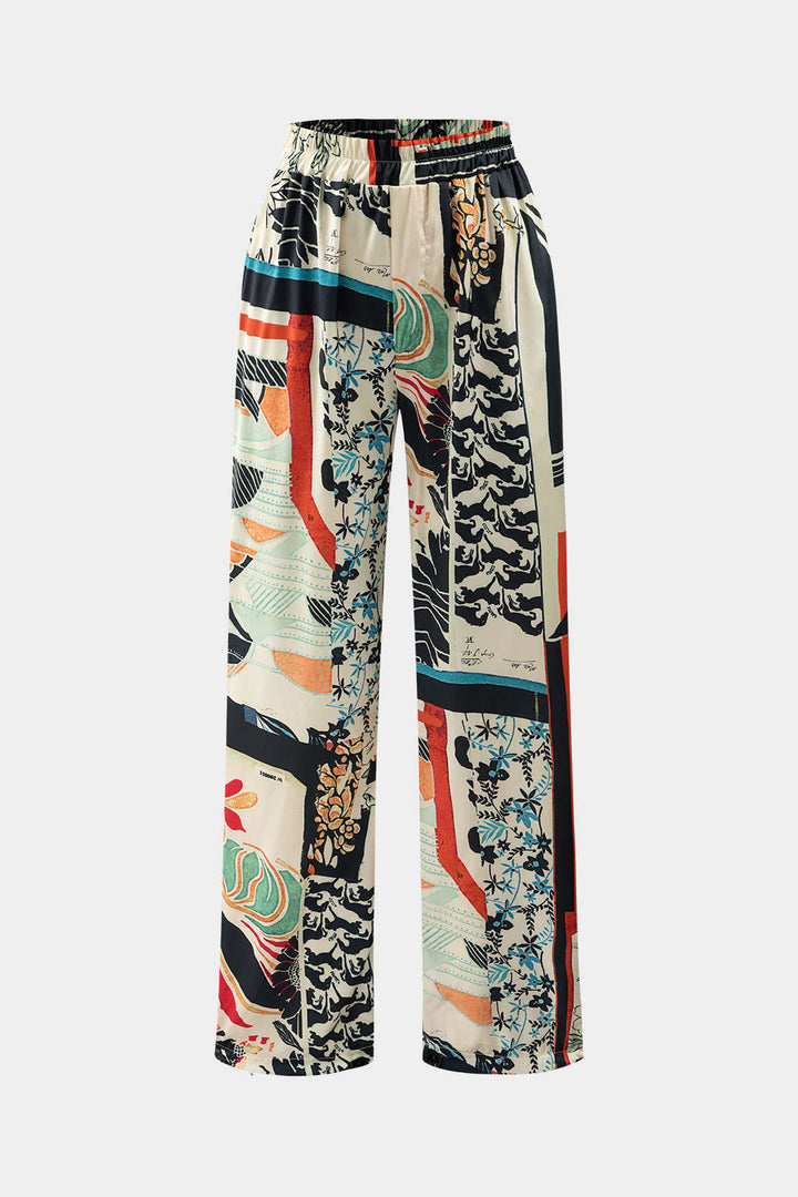 Arce | Pantalons Droits Taille Haute avec Imprimé Floral