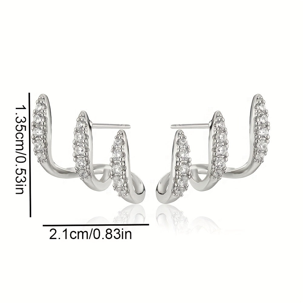 Boucles d'Oreilles Élégantes avec Trois Griffes et Strass