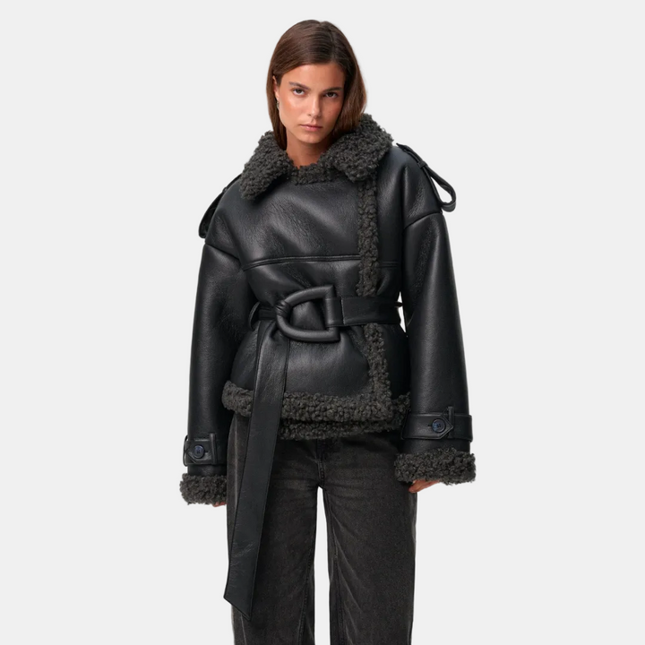 Elvira | Manteau en peau de mouton avec ceinture