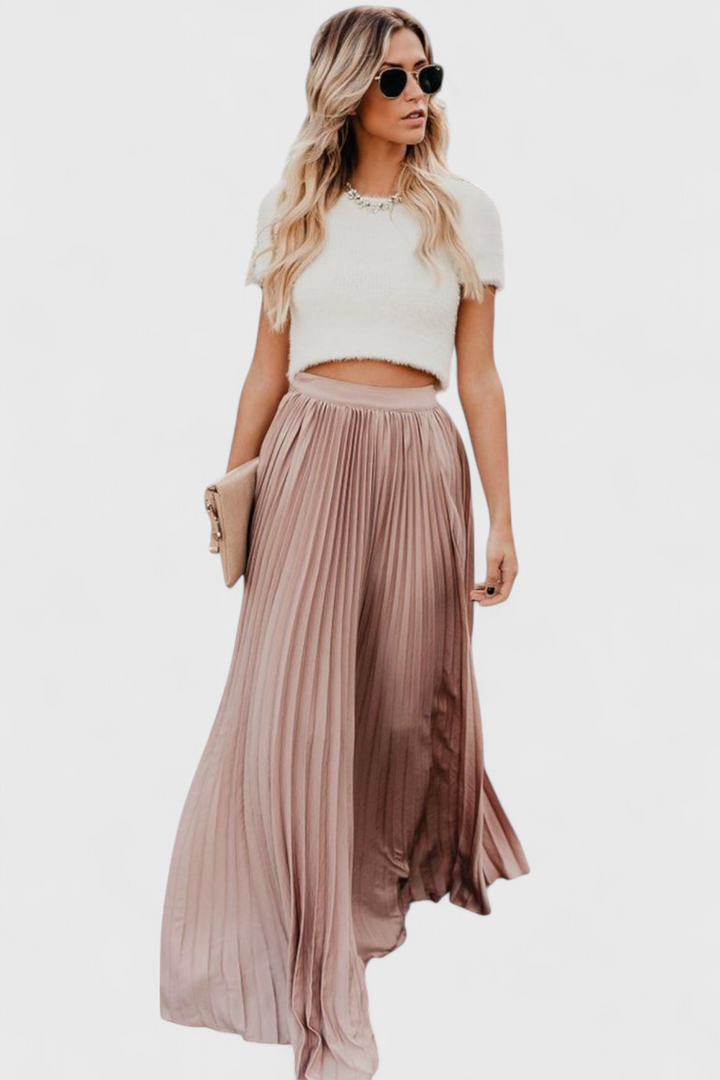 Mila | Jupe Longue Plissée Taille Haute