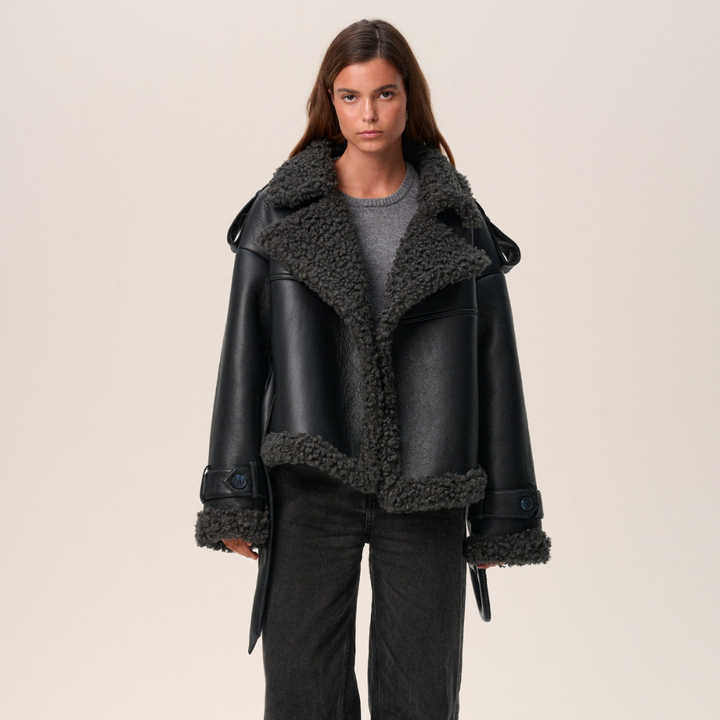 Elvira | Manteau en peau de mouton avec ceinture