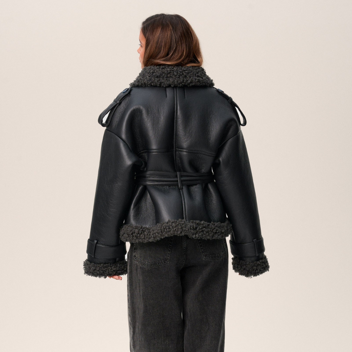 Elvira | Manteau en peau de mouton avec ceinture